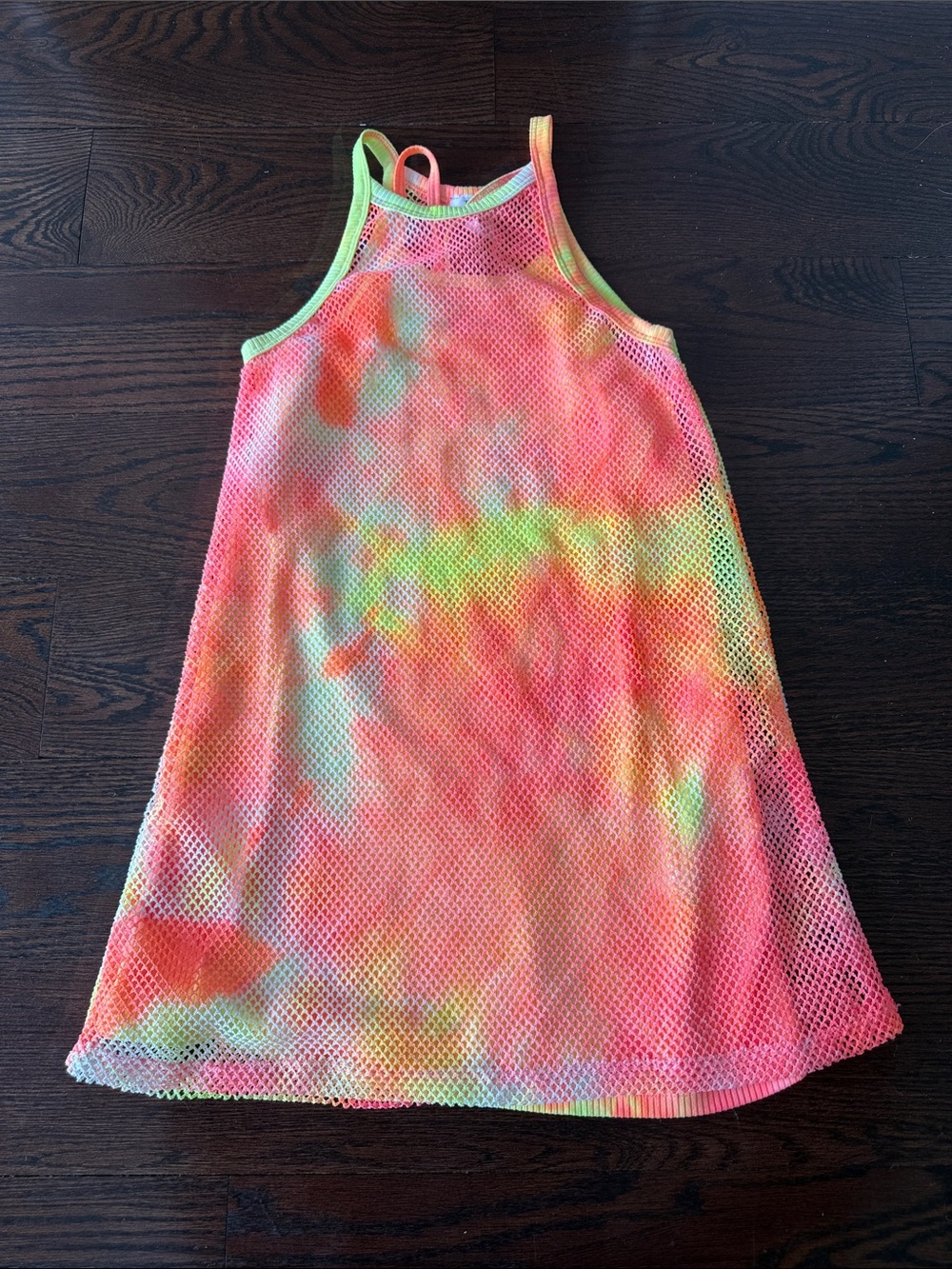 Like new Girls Neon Tie-Dye Mesh Tank Dress - Multicolor